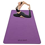 Little Fish Wide Yoga Mat for Women Men Home Workout Gym Fitness, 72 X 32 X 1/4 Inch Large TPE Flooring Sweat-proof Non-Slip Anti-Tear Exercise Mat with Carrying Strap (Purple)