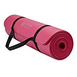 Gaiam Essentials Thick Yoga Mat Fitness & Exercise Mat with Easy-Cinch Carrier Strap, Pink, 72'L X 24'W X 2/5 Inch Thick