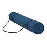 Gaiam Essentials Premium Yoga Mat with Yoga Mat Carrier Sling, Navy, 72'L x 24'W x 1/4 Inch Thick