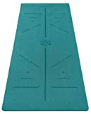 Ewedoos Eco Friendly Yoga Mat with Alignment Lines, TPE Yoga Mat Non Slip Textured Surfaces ¼-Inch Thick High Density Padding To Avoid Sore Knees, Perfect for Yoga, Pilates and Fitness (Jade)