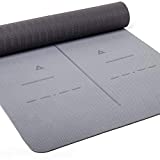 Heathyoga Eco Friendly Non Slip Yoga Mat, Body Alignment System, SGS Certified TPE Material - Textured Non Slip Surface and Optimal Cushioning,72'x 26' Thickness 1/4'