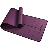 Gonex Yoga Mat with Alignment Lines for Women Men, Eco-Friendly TPE Mat Non Slip 1/4 Inch Thick Exercise Mat for Yoga Pilates and Fitness, Purple