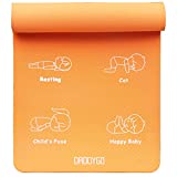 DaddyGo TPE Kids Yoga Mat, Yoga Mat for Kids with Cartoon Printed, Non-toxic,Non-Slip,(55Lx24W in x 5mm Thick), Orange, Medium