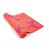 Wai Lana Yoga and Pilates Mat Butterfly (Coral) - 1/4 Inch Extra Thick Non-Slip Stylish, Latex-Free, Lightweight, Optimum Comfort