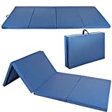 Polar Aurora 4'x10'x2 Thick Folding Gymnastics Exercise Mat Aerobics Stretching Yoga Mats (Blue)