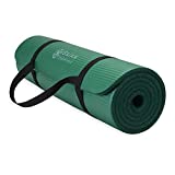 Gaiam Essentials Thick Yoga Mat Fitness & Exercise Mat with Easy-Cinch Carrier Strap, Green, 72'L X 24'W X 2/5 Inch Thick
