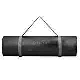 Gaiam Extra-Thick Yoga Fitness Mat and Exercise Mat with Non-Slip Texture and Easy Carry Strap - Ideal for Floor Workouts and Everyday Yoga - Supportive and Portable, Black, 10mm