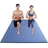 YUREN TPE Yoga Mat Extra Large Exercise Mat 78'x51' 15mm Extra Thick Workout Mat for Home, Eco-Friendly Non Slip Home Fitness Gym Floor Stretching Mat - Blue