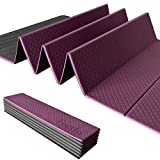 Foldable Yoga Mat-1/4 Inch Thick - Easy to Storage Travel Yoga Mat Foldable Lightweight for Fitness - Anti Slip Folding Exercise Mat for Yoga, Pilates, Home Workout & Floor Exercise(DK Purple/Black)