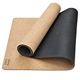X-Large Long Natural Rubber Cork Yoga Mat Man Tall Woman 79' X 27' Cork Extra-Large Yoga Mats Sustainable Biodegradable Yoga Mats Design Padded Cushioned Brown Cork and Black Natural Rubber