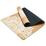 YOGA DESIGN LAB | The Cork Yoga Mat | Eco Luxury | Ideal for Hot Yoga, Power, Bikram, Ashtanga, Sweaty Workouts | Studio Quality | Includes Carrying Strap! (Mandala White, 3.5mm)