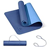 Ewedoos Yoga Mat Non Slip TPE Yoga Mats Exercise Mat Eco Friendly Workout Mat for Yoga, Pilates and Floor Exercise Thick Fitness Mat Carry Strap Included (NEW BLUE)
