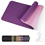 Non-Slip Yoga Mat, Eco Friendly TPE Workout Mat with Strap and Bag, 1/3 Inch Thick, 72”x 24”, Comfortable and Easy to Carry, Purple