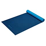 Gaiam Yoga Mat Premium Solid Color Reversible Non Slip Exercise & Fitness Mat for All Types of Yoga, Pilates & Floor Workouts, Navy/Blue, 6mm