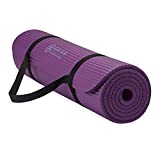 Gaiam Essentials Thick Yoga Mat Fitness & Exercise Mat with Easy-Cinch Carrier Strap, Purple, 72'L X 24'W X 2/5 Inch Thick