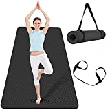 CAMBIVO Extra Wide Yoga Mat for Women and Men (72'x 32'x 1/4'), Eco-Friendly SGS Certified, Large TPE Exercise Fitness Mat for Yoga, Pilates, Workout (Black)