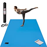 CAMBIVO Large Yoga Mat, Wide Exercise Mat 6'x 4' x 8 mm (72'x 48') Extra Thick Workout Mat for Pilates Stretching Home Workout Gym,Use without Shoes(Ocean Blue with Gray)