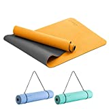 C.Park Fitness TPE Yoga Mat with Strap - 4mm Extra Thick Yoga Mat - Double-Sided Non Slip Yoga Mat, Professional Yoga Mat for Men Women - Orange
