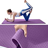 CHABAEBAE Extra Thick Yoga Mat Extra Large Yoga Mat Non Slip | Shock Absorbing Cushioned Yoga Mat For Women & Men To Avoid Sore Knees | Workout Mat Exercise Mats Extra Wide Yoga Mat With Strap, Pilates Mat, 72'L 32'W 1/3' Thick