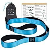 Yoga Strap for Stretching, Lower Back Pain Relief Stretching Poster, & Travel Bag | Tough Non-Elastic Nylon Stretching Strap with Loops all Neoprene Padded | 2 in 1 Doubles as a Yoga Mat Carry Strap
