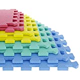 Foam Mat Floor Tiles, Interlocking EVA Foam Padding by Stalwart Â– Soft Flooring for Exercising, Yoga, Camping, Kids, Babies, Playroom Â– 8 Piece Set, Multi-Color, 12.4' X 12.4' X 0.375' (80-32321)