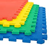 Stalwart Foam Mat Floor Tiles, Interlocking EVA Foam Padding Soft Flooring for Exercising, Yoga, Camping, Kids, Babies, Playroom – 4 Pack, 24' X 24' X 0.5'