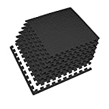 Roburflex Puzzle Exercise Mat with EVA Foam Interlocking Tiles - Protecting Floor for Home Gym Equipment and Workouts (Black, 1/2' Thick, 24 Square Feet)