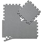 qqpp EVA 18 Tiles Exercise Mat for Home Workout, Interlocking Puzzle Rubber Foam Flooring Mats, Floor Mats for Yoga Gym Fitness Garage. Gray. QEC-Lb18S18.