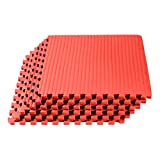 We Sell Mats 1 Inch Thick Martial Arts EVA Foam Exercise Mat, Tatami Pattern, Interlocking Floor Tiles for Home Gym, MMA, Anti-Fatigue Mats, 24 in x 24 in, Red, 16 Square Feet (4 Tiles) (TL-25M)