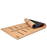 Luxury Cork Yoga Mat - Non Slip, Soft, Sweat Resistant. Thicker, Longer, and Wider For More Comfort and Support. Tough Enough For Hot Yoga. Optional Built-in Pose Alignment Lines (80' x 26' x 6.5mm)