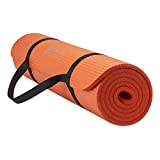 Gaiam Essentials Thick Yoga Mat Fitness & Exercise Mat with Easy-Cinch Carrier Strap, Orange, 72'L X 24'W X 2/5 Inch Thick