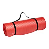 Amazon Basics Extra Thick Exercise Yoga Gym Floor Mat with Carrying Strap - 74 x 24 x .5 Inches, Red