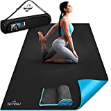 Sensu Large Yoga Mat - 6’ x 4’ x 9mm Extra Thick Exercise Mat for Yoga, Pilates, Stretching, Cardio Home Gym Floor, Non- Slip Anti Tear Eco-Friendly Workout Mat - Use Without Shoes