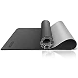HOTIOGA Yoga Mat with Carrying Strap 72x32' & 1/4 Inch Thick Exercise Mat with Double Non Slip Surfaces for Men and Women Home Exercise (Black, 1/4 INCH THICK)