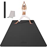 CAMBIVO Large Yoga Mat (6'x 4'), Extra Wide Workout Mat for Men and Women, 1/3 &1/4 Thick Exercise Fitness TPE Mat for Home Gym, Yoga, Pilates, Workout (Black)