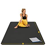 Large Yoga Mat 6'x4'x8mm Extra Thick, Durable, Eco-Friendly, Non-Slip & Odorless Barefoot Exercise and Premium Fitness Home Gym Flooring Mat by ActiveGear - Black