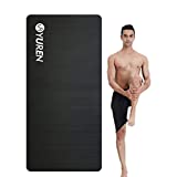YUREN Large Yoga Mat Extra Wide Workout Mat for Home, 72'x35'x15mm Thick Yoga Mat for Men, High Density Gym Mat with Carrying Strap - Black