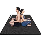 YUREN Large Yoga Mat 78'x51' 15mm Extra Thick Exercise Mat, Double Wide Workout Mat for Home Gym Floor Pilates Mats - Black