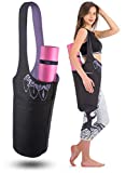 Zenifit Yoga Mat Bag - Long Tote with Pockets - Holds More Yoga Accessories. Cute Yoga Mat Holder With Bonus Yoga Mat Strap Elastics. Black and Lavender Purple Yoga Mat Bags and Carriers for Women