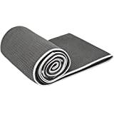 Shandali Stickyfiber Hot Yoga Towel - Silicone Backed Yoga Mat-Sized, Absorbent, Non-Slip,  24' x 72'  Bikram, Gym, and Pilates - (Gray, Standard)
