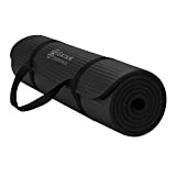 Gaiam Essentials Thick Yoga Mat Fitness & Exercise Mat with Easy-Cinch Carrier Strap, Black, 72'L X 24'W X 2/5 Inch Thick