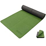 qqpp TPE Foldable Yoga Mat with Tote Bag for Women Men, 1/4 Inch Thick Double-Sided Non Slip Workout Mats for Home, Fitness Exercise Mat for Yoga, Pilates and Floor Exercises. QEYF-D1H2pTB
