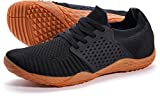 WHITIN Women's Low Zero Drop Shoes Minimalist Barefoot Trail Running Camping Size 7.5-8 Wide Toe Box for Female Lady Fitness Gym Lightweight Comfortable Workout Sneaker Tennis Black Gum 38