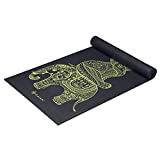 Gaiam Yoga Mat Premium Print Extra Thick Non Slip Exercise & Fitness Mat for All Types of Yoga, Pilates & Floor Workouts, Tribal Wisdom Elephant, 6mm