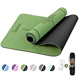 Yoga Mat Non Slip, Pilates Fitness Mats with Alignment Marks, Eco Friendly, Anti-Tear Yoga Mats for Women, 1/4' Exercise Mats for Home Workout with Carrying Strap