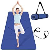 CAMBIVO Extra Wide Non-Slip Yoga Mat with Alignment Marks for Women (73'x 32'x 1/4'), Exercise Fitness Mat for Yoga, Pilates, Workout(Ocean Blue)