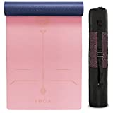 IUGA Non Slip Yoga Mat with Alignment Lines TPE Yoga Mats Exercise Mat Eco Friendly Workout Mat for Yoga, Pilates and Floor Fitness Mat Carry Strap Included