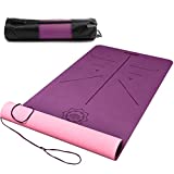 DAWAY Wide Thick TPE Yoga Mat - Y8 Eco Friendly Pilates Mats, Nonslip Grip Workout Exercise Mats, Body Alignment System, Tear Resistant, with Carrying Strap, 72'x 26' Thickness 6mm