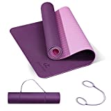 Ewedoos Yoga Mat Non Slip TPE Yoga Mats Exercise Mat Eco Friendly Workout Mat for Yoga, Pilates and Floor Exercise Thick Fitness Mat Carry Strap Included (Purplepink)