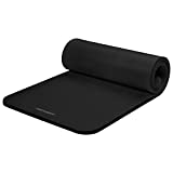 Retrospec Solana Yoga Mat 1' Thick w/Nylon Strap for Men & Women - Non Slip Exercise Mat for Home Yoga, Pilates, Stretching, Floor & Fitness Workouts - Black